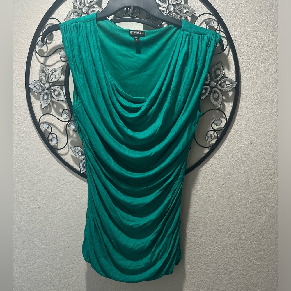 Express Emerald Green Draped Blouse
